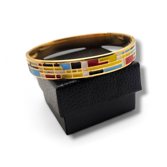 Colorful Geometric Gold Bangle - Picture 3 of 4
